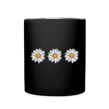 Daisies motif for spring mood - Full Colour Mug - black - Front