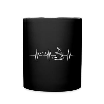 Symbole de café Heartbeat Pulse ECG Café Café Coeur - Mug uni - noir - Devant