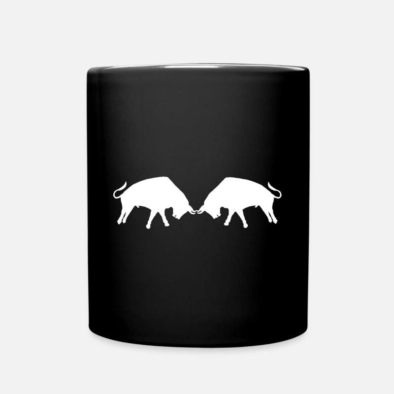 BULL 2 WEISSE BULLEN WEISSE CREA LOUIS RUNEMBERG - Tasse einfarbig - Schwarz