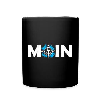 Moin Anchor Compass Symbol Baltic Sea Sea Illustration - Full Colour Mug - black - Front