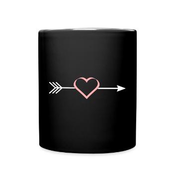 pinkes Herz rosa rot Pfeil Herzen Valentinstag - Tasse einfarbig - Schwarz - Vorne