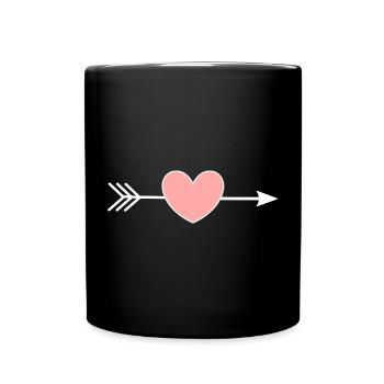 rosa Herz Pfeil Herzen Geschenk Valentinstag - Tasse einfarbig - Schwarz - Vorne