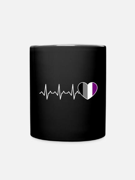 Ace Pride Heartbeat Asexual - Tasse einfarbig - Schwarz