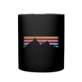 BERGE - WANDERN - RETRO Stripes - Tasse einfarbig - Schwarz - Vorne