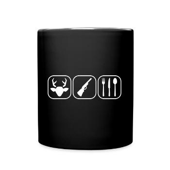 Jagd Icons Hirsch Gewehr Besteck Jagdsport Fan - Tasse einfarbig - Schwarz - Vorne