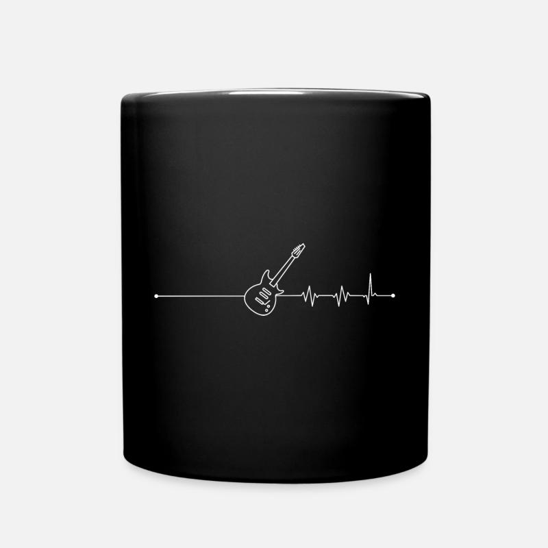 Guitar Pulse: Rock Heartbeat - Full Colour Mug - black