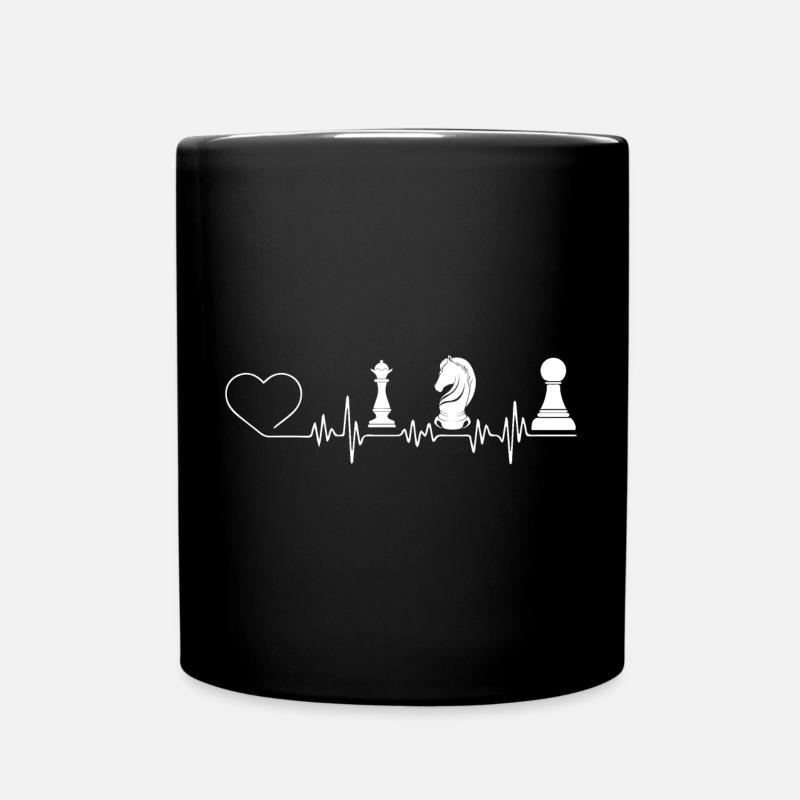 Heartbeat chess games - Full Colour Mug - black