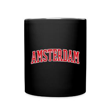 Lettrage Amsterdam Design rouge blanc - Mug uni - noir - Devant
