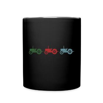 Traktor "retro Trecker" Ackerschlepper Bulldog - Tasse einfarbig - Schwarz - Vorne