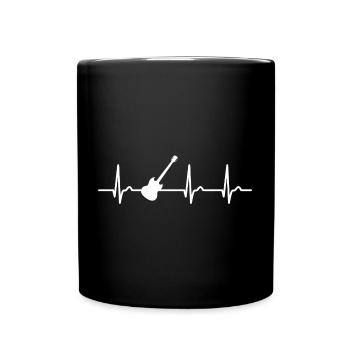 EKG Kurve - Herzkurve - Puls - Musik - E-Gitarre - Tasse einfarbig - Schwarz - Vorne