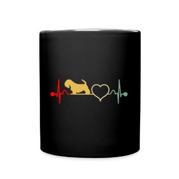 Sealyham Terrier Dog Vintage Retro Heartbeat - Full Colour Mug - black - Front