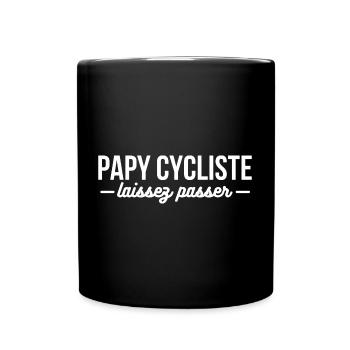 papy cycliste laissez passer - Mug uni - noir - Devant
