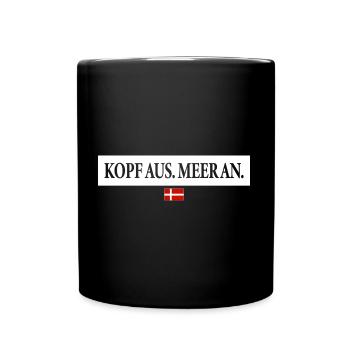 Kopf aus Meer an Spruch Urlaub Dänemark - Tasse einfarbig - Schwarz - Vorne