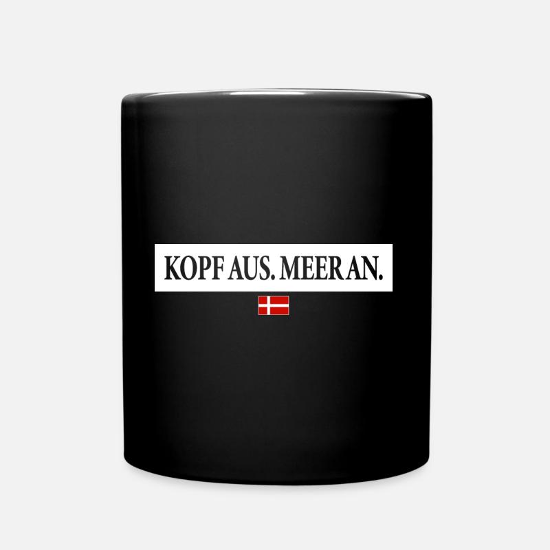 Kopf aus Meer an Spruch Urlaub Dänemark - Tasse einfarbig - Schwarz