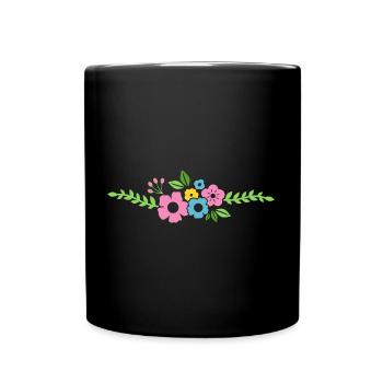 Bouquet Flower Bloom Wreath - Full Colour Mug - black - Front