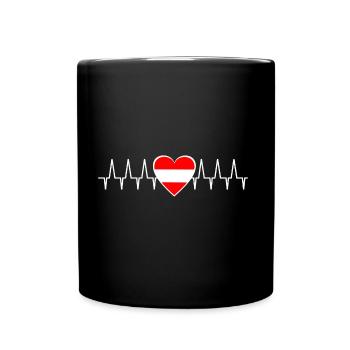 Der Austria Herzschlag - Tasse einfarbig - Schwarz - Vorne
