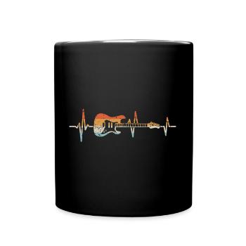 Guitar Heartbeat Retro Electric Guitar Guitarist - Full Colour Mug - black - Front