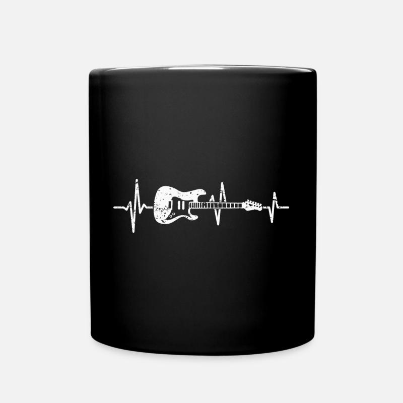 Guitare Heartbeat Guitare Electrique Guitariste - Mug uni - noir