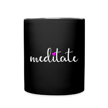 Meditate Yoga Meditation Herz Handschrift Namaste - Tasse einfarbig - Schwarz - Vorne