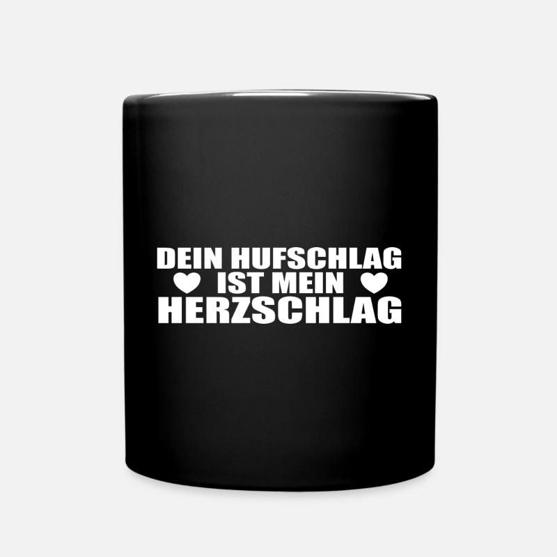 Pferde Herzschlag Reiten Hufe Hufeisen Herz Pony - Tasse einfarbig - Schwarz