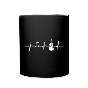 Cello Herzschlag Cellist Musik Instrument - Tasse einfarbig - Schwarz - Vorne