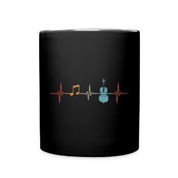 Retro Cello Herzschlag Cellist Musik Instrument - Tasse einfarbig - Schwarz - Vorne