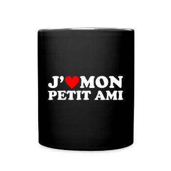 J' aime mon petit ami cadeau coeur rouge - Mug uni - noir - Devant