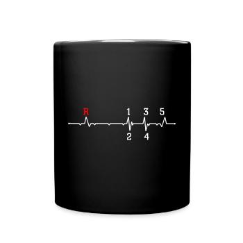 R Pulse ECG Beat Design - Full Colour Mug - black - Front