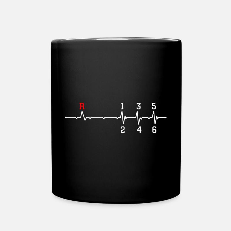 R Heartbeat Rhythm ECG Line Design - Full Colour Mug - black