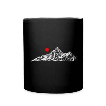 Rote Sonne über dem Weißen Berg - Tasse einfarbig - Schwarz - Vorne