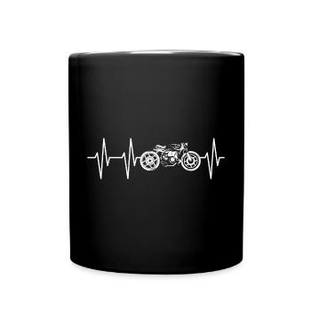 Herzschlag cafe racer Puls Motorrad Biker Symbol - Tasse einfarbig - Schwarz - Vorne