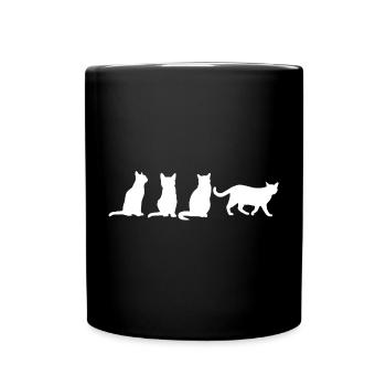 Lustige Katzen - Tasse einfarbig - Schwarz - Vorne