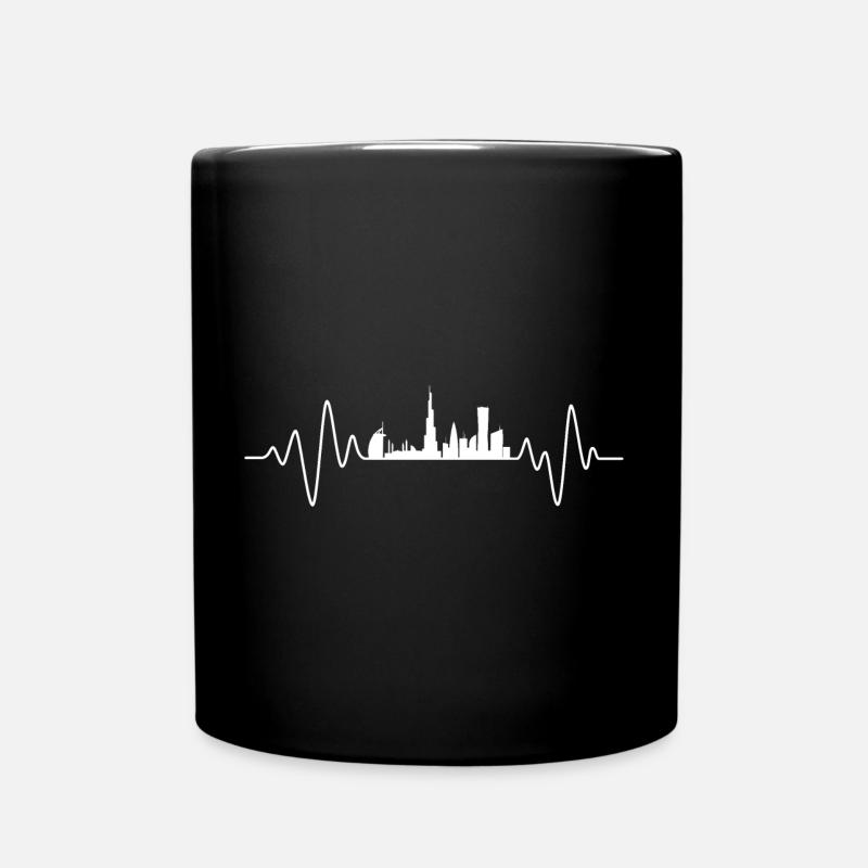 Dubai Herzschlag Skyline Dubai - Tasse einfarbig - Schwarz
