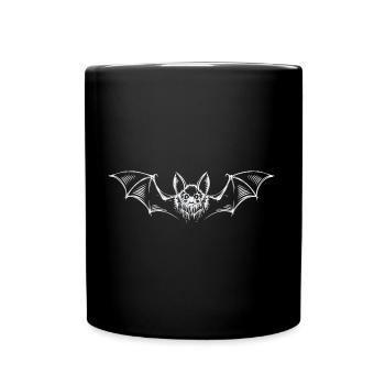 Mystische Fledermaus – Schaurig-schönes Design - Tasse einfarbig - Schwarz - Vorne