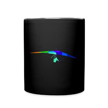 Paraglider Flying Rainbow Colors Polygon Sport - Full Colour Mug - black - Front