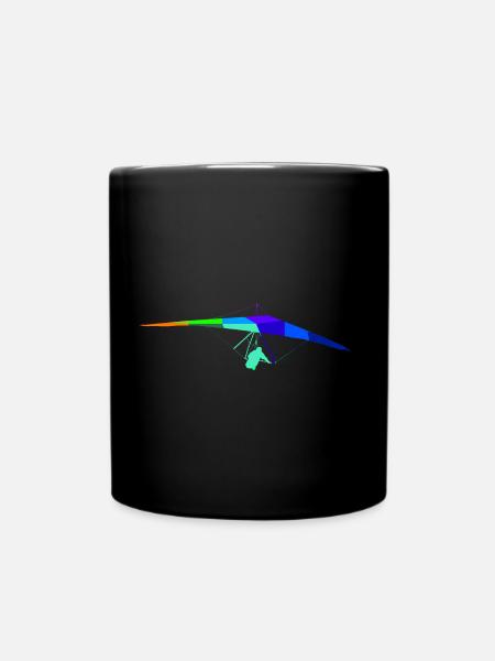 Paraglider fliegen Regenbogen Farben Polygon Sport - Tasse einfarbig - Schwarz