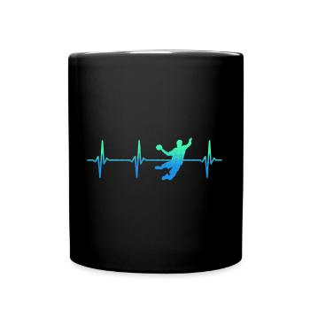 Handballer Herzschlag Handball Handballspieler - Tasse einfarbig - Schwarz - Vorne