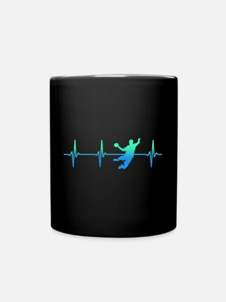 Handballer Herzschlag Handball Handballspieler - Tasse einfarbig - Schwarz