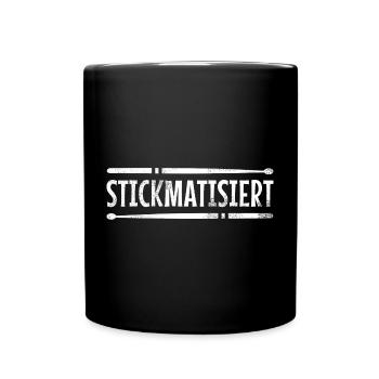 stickmatisiert - drummer (weiß) - Tasse einfarbig - Schwarz - Vorne