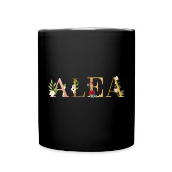 ALEA name decorated with flowers - Full Colour Mug - black - Front