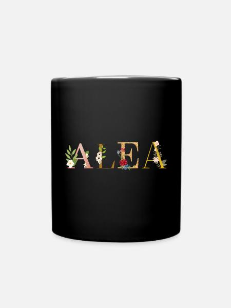 ALEA name decorated with flowers - Full Colour Mug - black