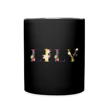 Nom de LILY décoré de fleurs - Mug uni - noir - Devant