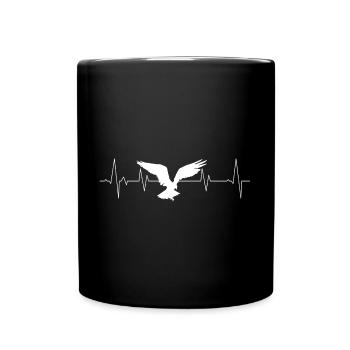 Weisskopfseeadler im Sturzflug herzschlag - Tasse einfarbig - Schwarz - Vorne