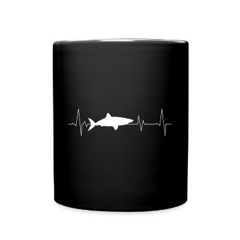 Shark with heartbeat - Full Colour Mug - black - Front