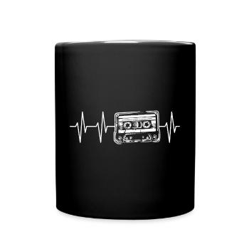 Kassette Herzschlag Musik - retro vibes - Tasse einfarbig - Schwarz - Vorne
