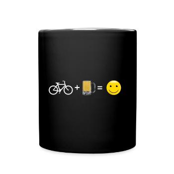 Grinning cheek bicycle beer - Full Colour Mug - black - Front