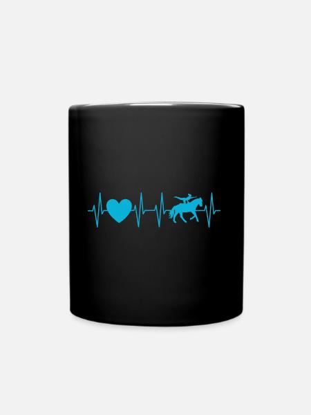 Volti Herzschlag hellblau - Voltigierer Geschenk - Tasse einfarbig - Schwarz