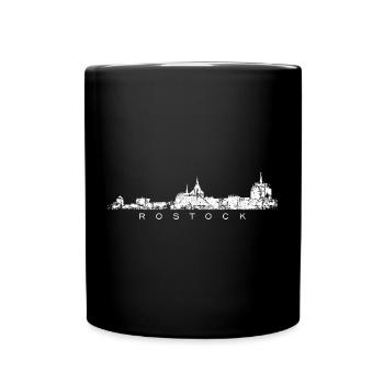 Rostock Skyline (Vintage Weiß) - Tasse einfarbig - Schwarz - Vorne