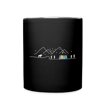 Schweden Camping Wohnmobil Sverige Design - Tasse einfarbig - Schwarz - Vorne