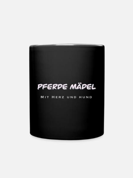 Elegante Pferdemode mit Herz und Hundemotiv - Tasse einfarbig - Schwarz